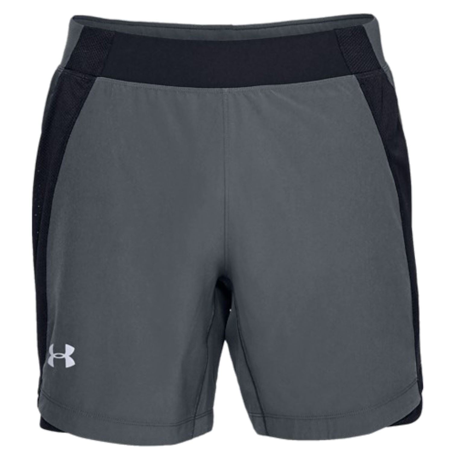 Under Armour Mens Qualifier Speed Pocket 7'' Shorts Grey Black