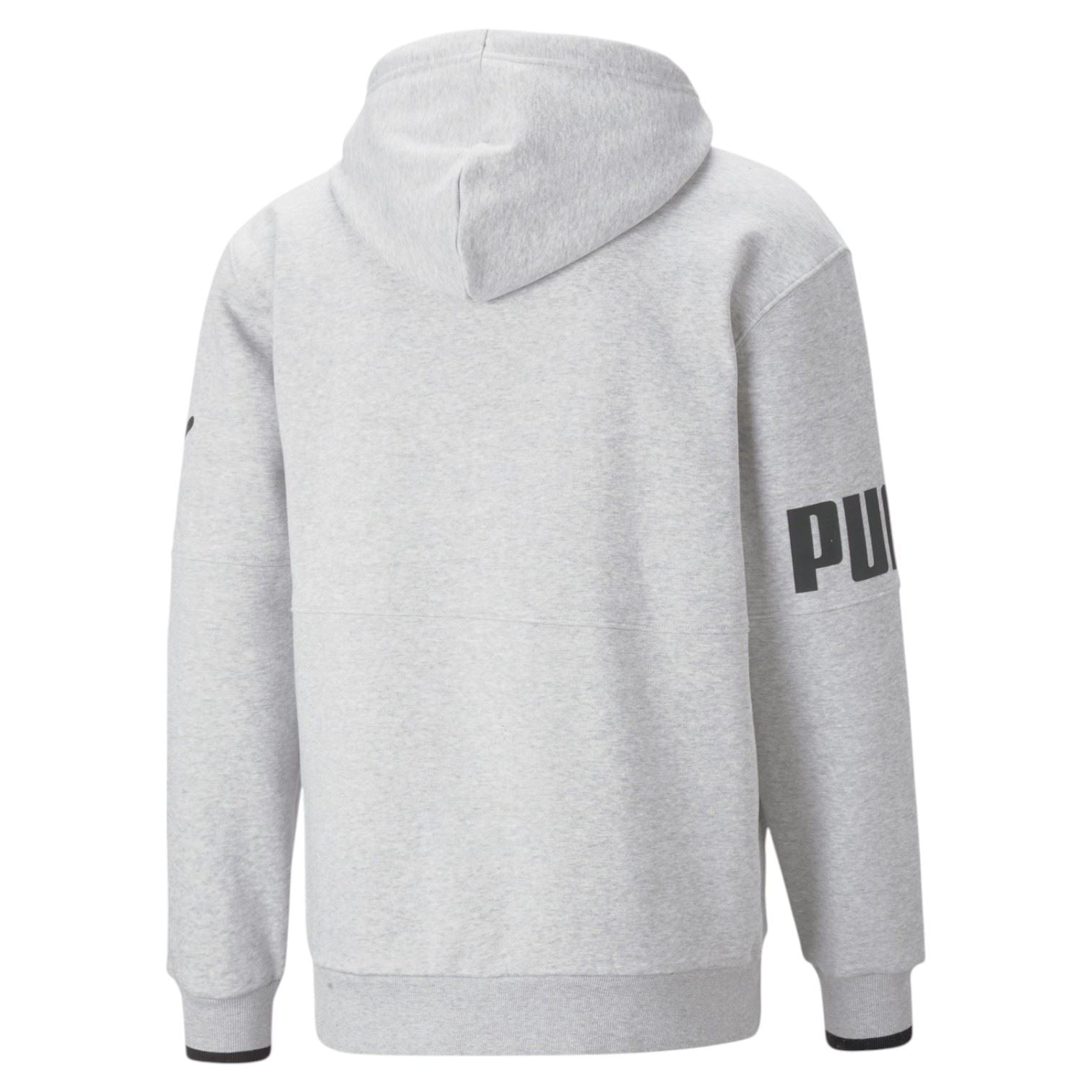 Puma Mens Power College Block Fleece Hoodie Grey