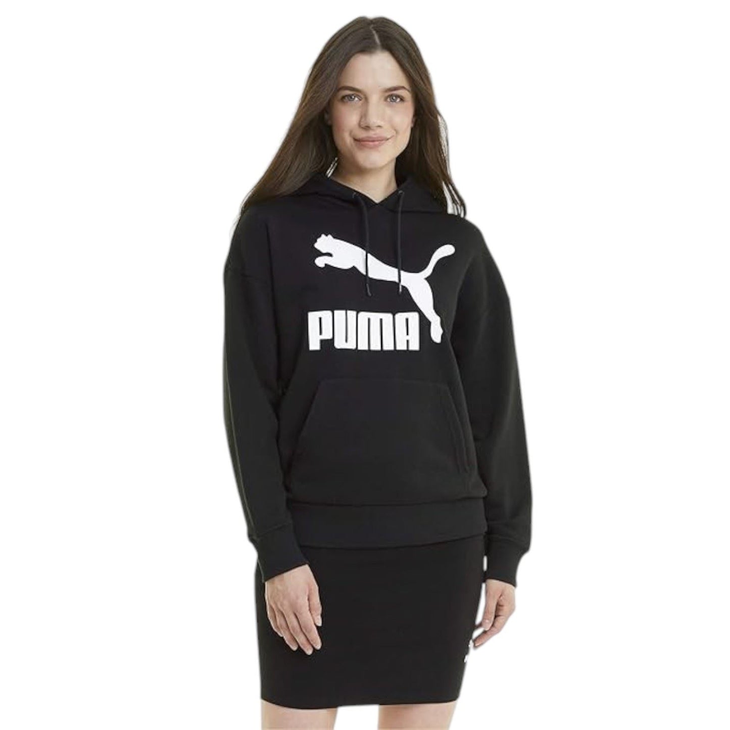 Puma Womens Classic Logo Pullover Hoodie Black