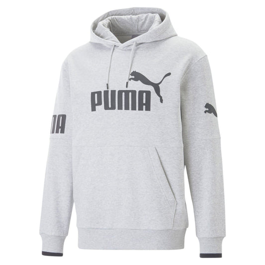 Puma Mens Power College Block Fleece Hoodie Grey