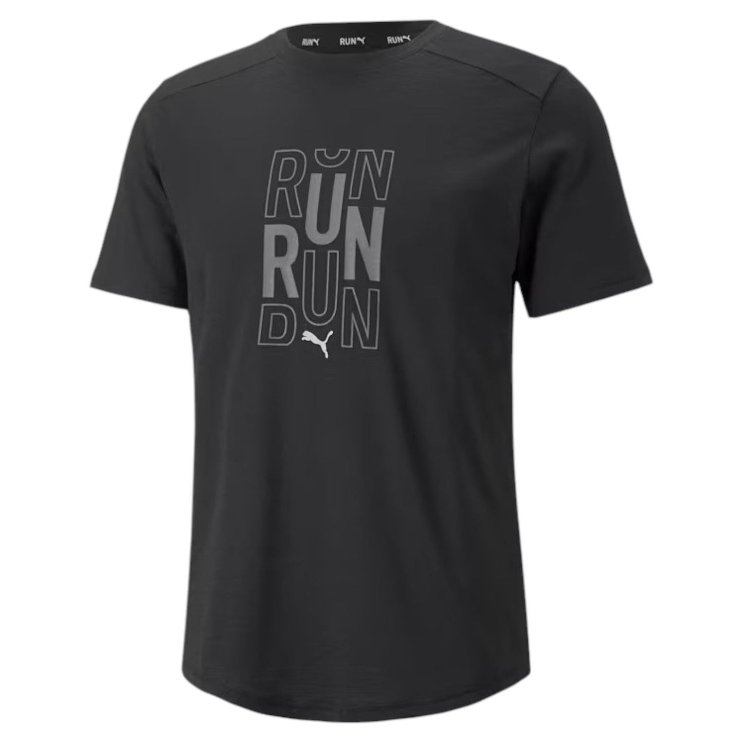 Puma Mens Performance Run Logo Short Sleeve T-Shirt Black