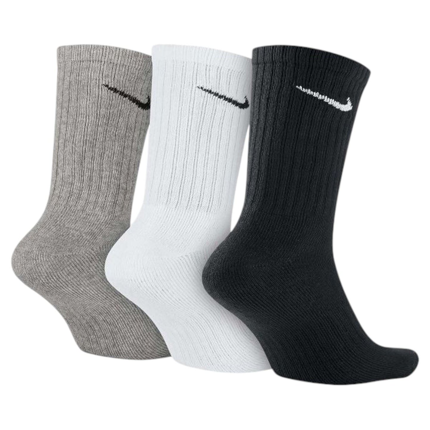 Nike Adult Cushion Crew Socks 3 Pairs Grey White Black