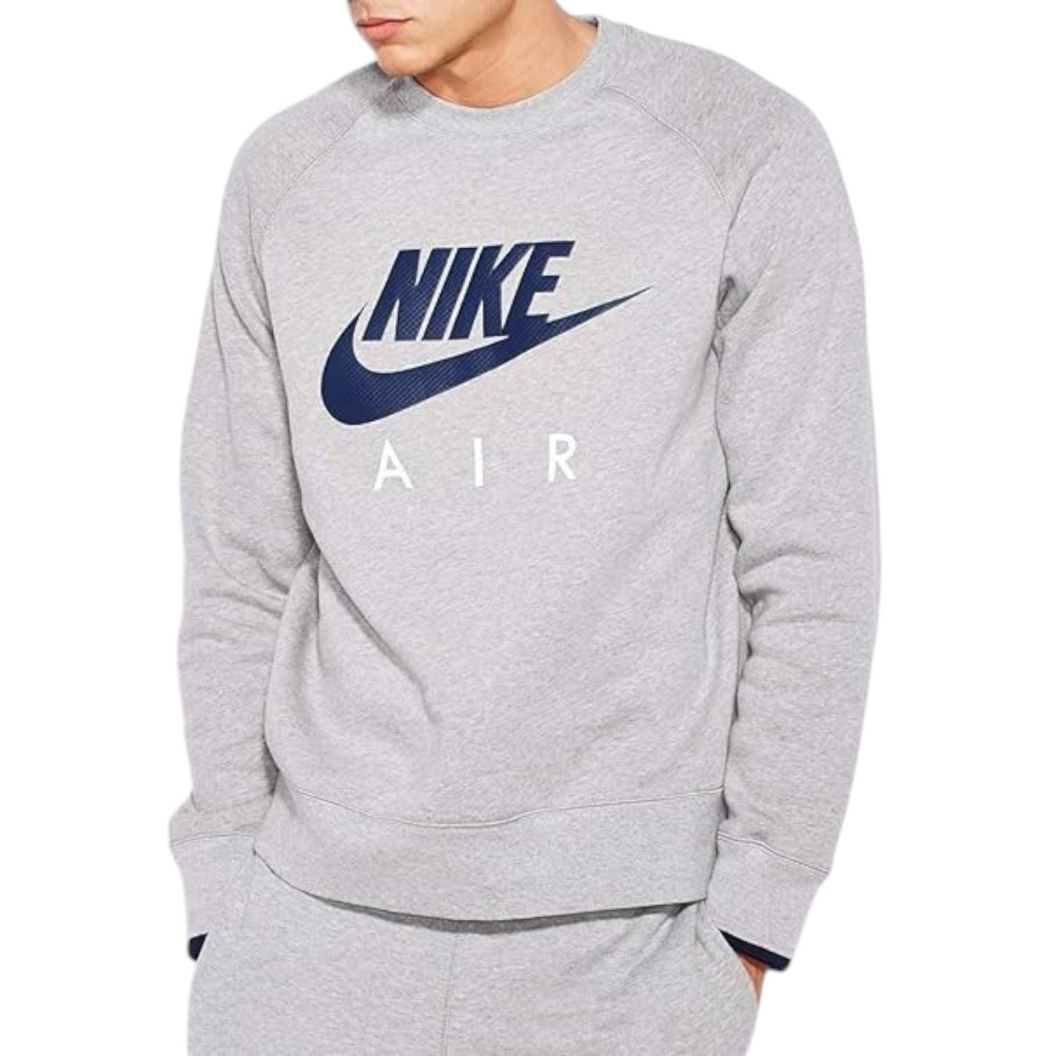 Nike Mens AW77 Fleece Crew-Air Sweatshirt Grey