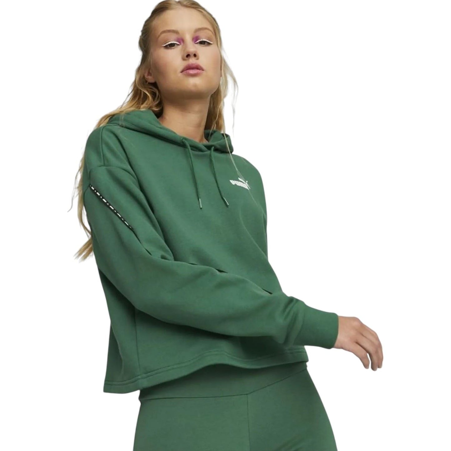 Puma Womens Power Tape Hoodies Green