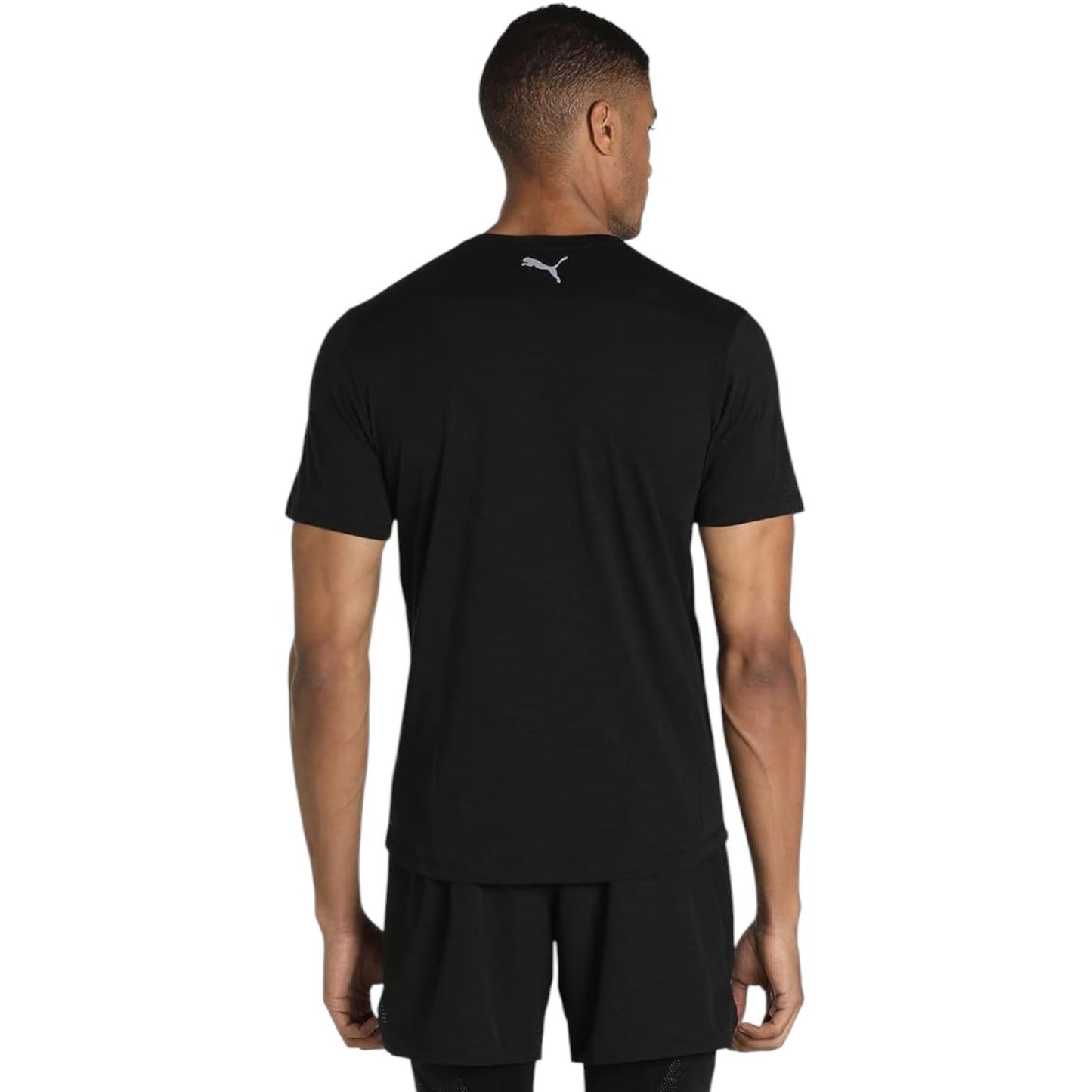 Puma Mens Performance Run Logo Short Sleeve T-Shirt Black